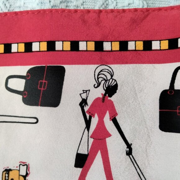 VTG JONES NEW YORK Red & White Square 20" Scarf w/ Yellow Taxi Travel Print - Picture 5 of 11